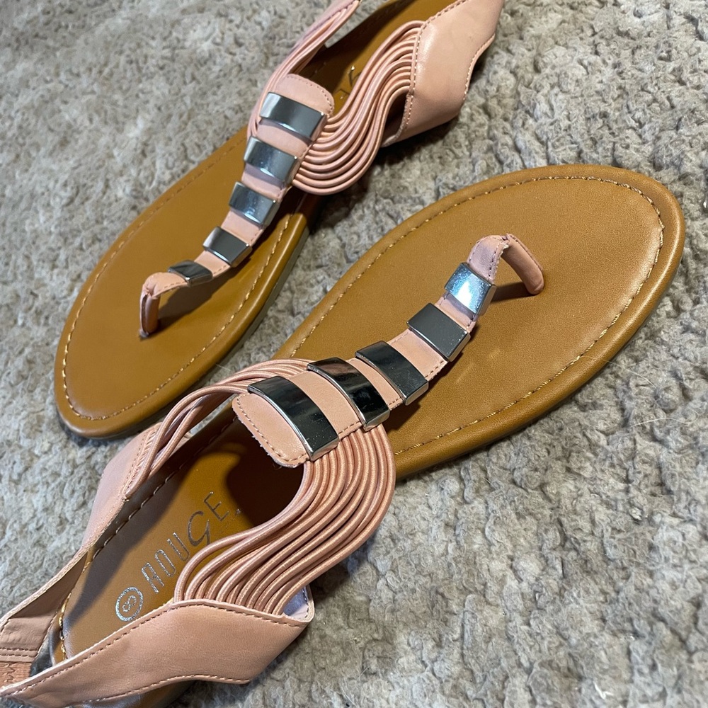 Pink and Silver Women's Sandals